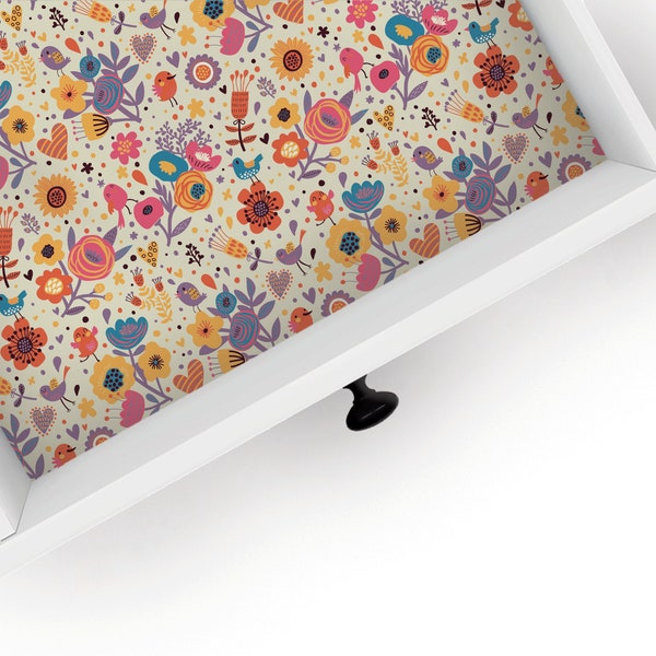 Lovie | Drawer Liner | Floral Design | Shelf Liner | Contact Paper | Home Decor | Peel and Stick | Adhesive & Non Adhesive