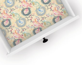 Bird's Nest | Drawer Liner | Floral Design | Shelf Liner | Contact Paper | Home Decor | Peel and Stick | Adhesive & Non Adhesive