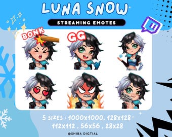 Luna Snow Rivals Twitch Emotes | Fun, Quirky & Heroic Digital Download for Streamers, Discord, Youtube 5 sizes + 10 Emote bundle!