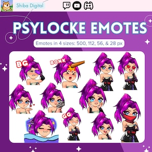 Psylocke Twitch Emotes: Heroic Digital Download for Streamers (11 Emotes, 4 Sizes)