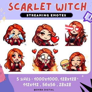 Scarlet Witch Rivals Twitch Emotes | Fun, Quirky & Heroic Digital Download for Streamers, Discord, Youtube 4 sizes + 9 Emote bundle!