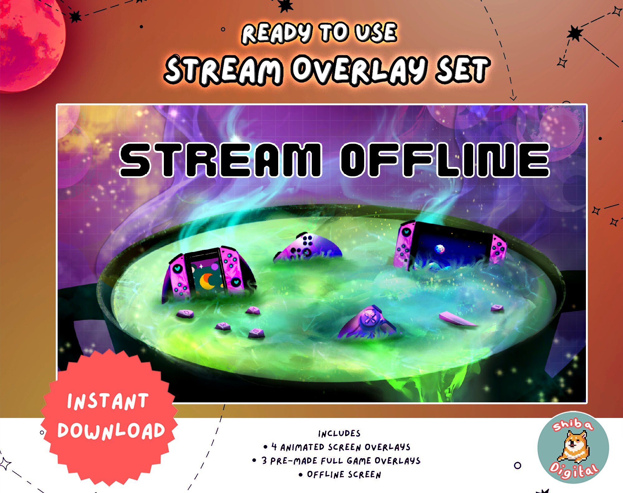 ANIMATED Twitch Halloween Cauldron Overlay Spooky Cute Switch Cauldron Witch Spooky Ghost
