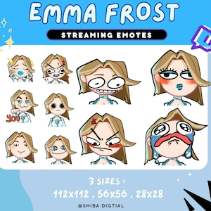 Emma Frost Rivals Twitch Emotes | Fun, Quirky & Heroic Digital Download for Streamers, Discord, Youtube 3 sizes + 12 Emote bundle! Free Gif!