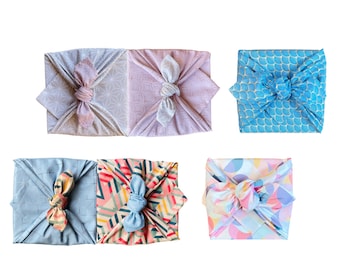 Furoshiki set van 4, biologisch katoen, stoffen cadeaudoekjes, duurzaam inpakken, cadeaus duurzaam inpakken, afvalvrij geven, zero waste