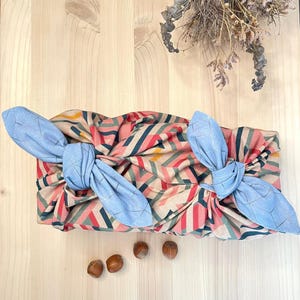 Furoshiki in cotone organico, carta da regalo in tessuto, carta da regalo riutilizzabile, carta da regalo riutilizzabile