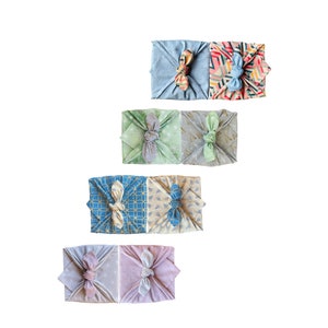 Conjunto Furoshiki, algodão, toalhas de presente de tecido, embrulhar de forma sustentável, embrulhar presentes de forma sustentável, Furoshiki dupla face