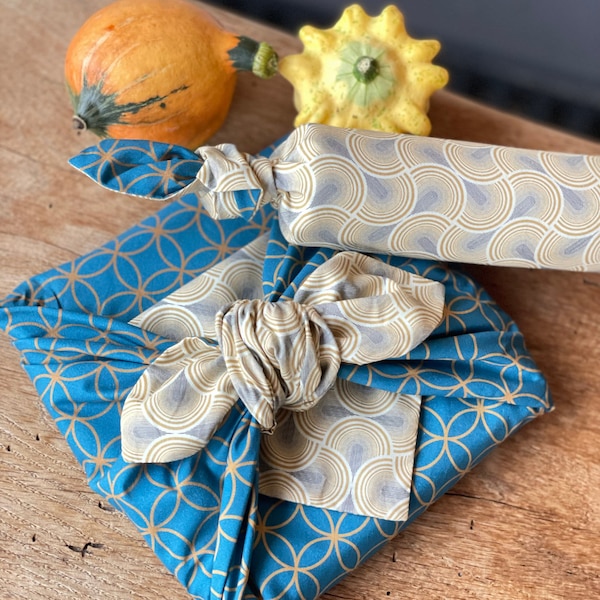Furoshiki made of cotton, gift packaging made of fabric, sustainable giving, German handcraft, waste-free giving, zero waste
