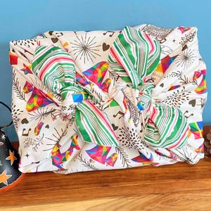 Cotone Furoshiki, confezione regalo in tessuto, Natale Furoshiki, stoffa Furoshiki, carta da regalo natalizia riutilizzabile