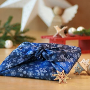 Cotone organico Furoshiki, asciugamano regalo, panno Furoshiki, carta da regalo natalizia, carta da regalo riutilizzabile, Furoshiki Christmas