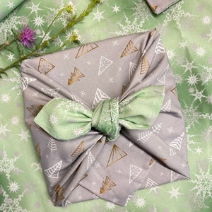 Algodão orgânico Furoshiki, embrulho de tecido, Natal Furoshiki, pano Furoshiki, papel de embrulho de Natal reutilizável