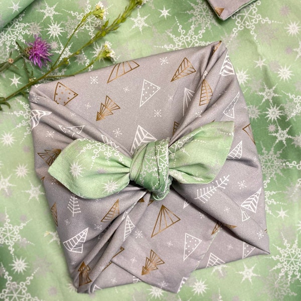 Furoshiki Bio Baumwolle, Geschenkverpackung aus Stoff, Furoshiki Weihnachten, Furoshiki Tuch,  wiederverwendbares Geschenkpapier Weihnachten