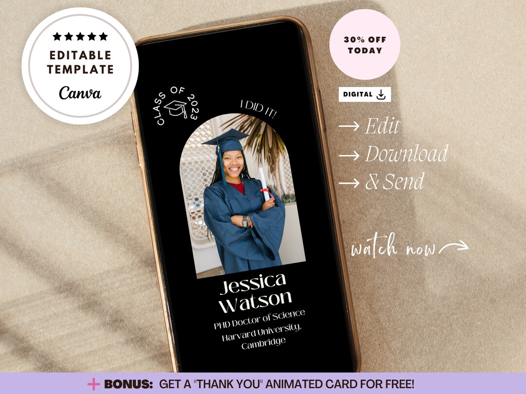 Graduation Invitation Video Template 2023 Grad Party Video E Etsy