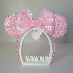 Pink Sequin Disney Inspired Mickey Minnie Mouse Ears Headband / Disney Park Ears