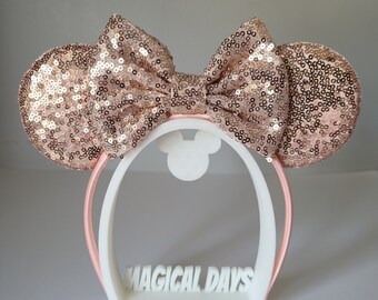 Rose Gold Minnie Mouse Mickey Mouse Ears Headband Inspired by Disney