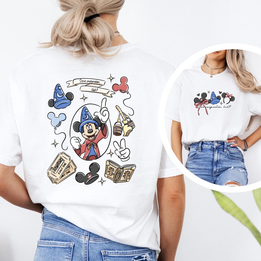 Sorcerer Mickey Fantasmic Double Sided T-Shirt, Disney Inspired Tee for Adults & Kids, Available in Other Colours