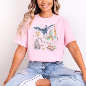 Epic Universe T-Shirt, Tee for Adults & Kids, Available in Other Colours, Mario, Luigi, Toothless PINK