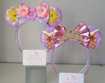 Tangled Rapunzel Princess Flower Crown  Minnie Mickey Mouse Headband Ears