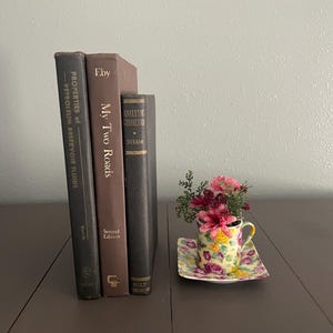 Floral Demitasse Cup Arrangement with Matching Saucer: Vintage Table Decor