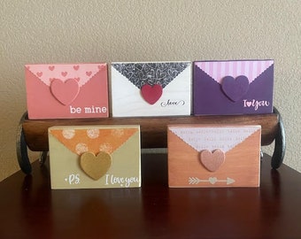 Wood Valentine Envelopes, Love Letter, Valentine's Day Tiered Tray, Wood Decor, Love, Valentine's Shelf Sitter