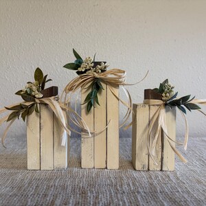 Chunky Wood Pumpkin Trio: Rustic Fall Tabletop Decor