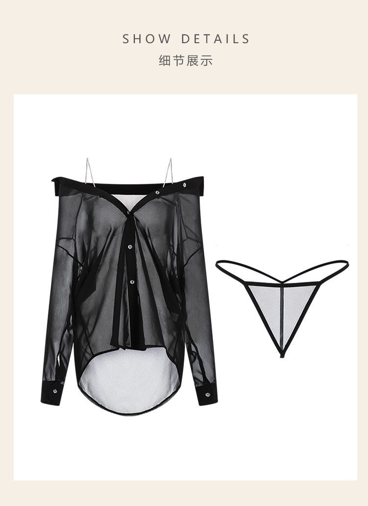 Sheer Gauzyboyfriend Sleepshirt for Women , Sheer Sleepwear .summer