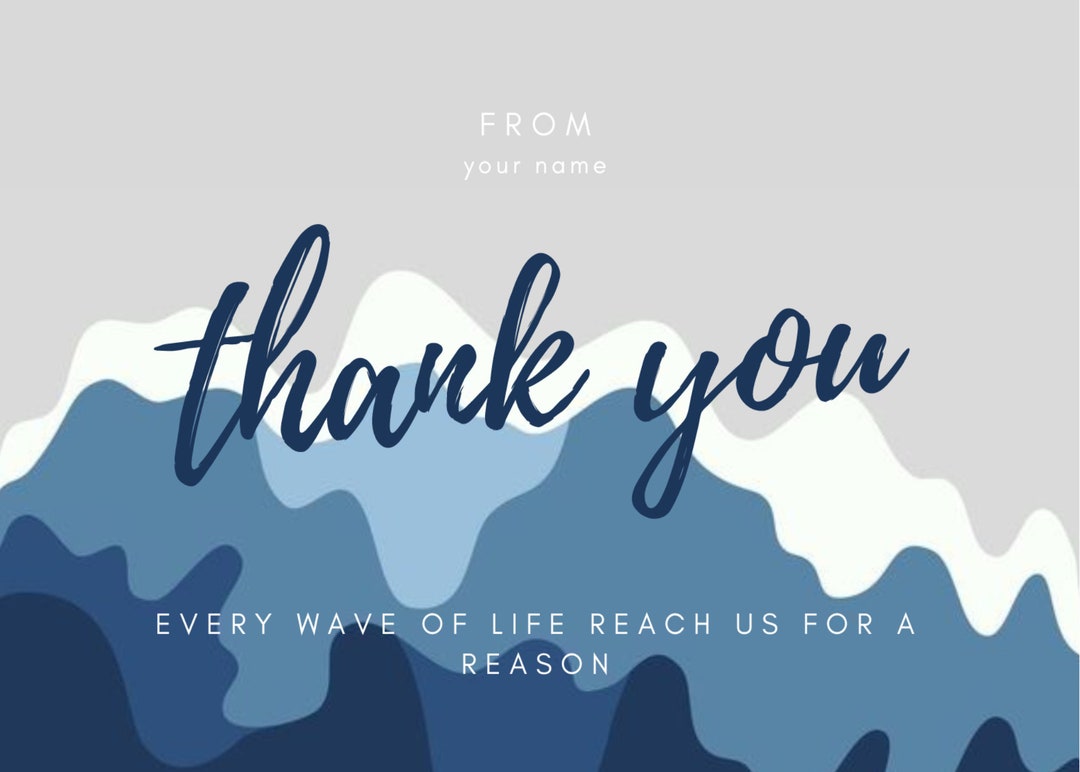 Ocean Thank You Card Template Canva Thank You Card Template Etsy