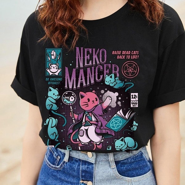 Neko Mancer Shirt -goth shirt,goth kleidung,gothic shirt,pastel goth shirt,kawaii shirt,ästhetisches Shirt,kawaii Kleidung,ästhetische Kleidung