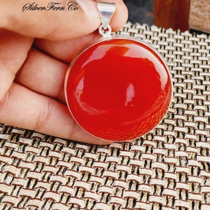 Natural Carnelian Pendant,925 Sterling Silver Pendant ,  Handmade Silver Pendant, Round Carnelian Pendant, Women Pendant, Birthstone Pendant