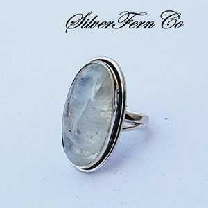 Handmade Natural Moonstone Ring: Sterling Silver Statement Jewelry