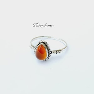 Carnelian Ring, 925 Sterling Silver, Gemstone Ring, Handmade Ring, Silver Ring, Natural Carnelian, Women Ring, Birthday Gift, Gift for her.