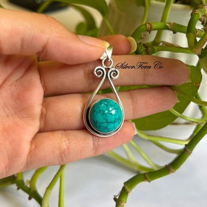 Natural Turquoise pendant, 925 Sterling Silver,  Oval Gemstone Pendant, Handmade Jewelry, Silver Jewelry, Women Pendant, Gift For Her,