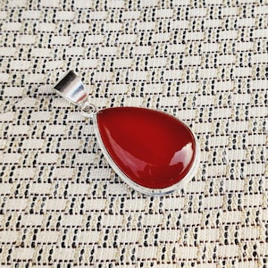 Natural Carnelian Pendant, Red Gemstone Pendant, Handmade Pendant, 925 Sterling Silver Pendant, Gift for her, Oval Carnelian Pendant
