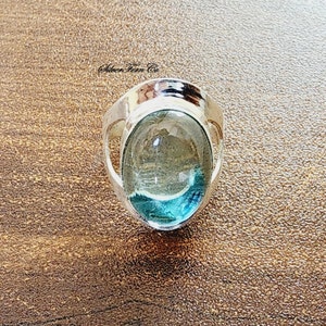 Handmade Aquamarine Ring: 925 Sterling Silver, 18k Gold Filled