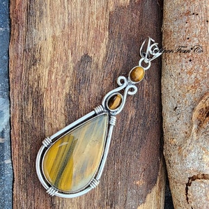 Natural Tiger Eye Pendant, 925 Sterling Silver, Tiger Eye Necklace, Handmade Pendant, Gemstone Necklace, Women Jewelry, Gift for her.Idea