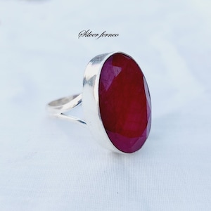Worthy Ruby Ring, Gemstone Ring, 925 sterling silver, Handmade Ring, Silver Jewelry, Friendship Gift, Natural Ruby, Jewelry, Gift for her.