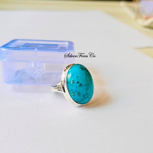 Mohave Turquoise Ring, 925 Sterling Silver Ring, Statement Ring, Handmade Ring, Birthday Gift , Silver Jewelry Gift For Her,