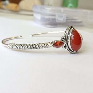 Red Coral Bangle, Handmade Bangle, 925 Sterling Silver Bangle, Women Bangle, Red Coral Jewelry, Gemstone Bangle,Statement Bangle,Boho Bangle