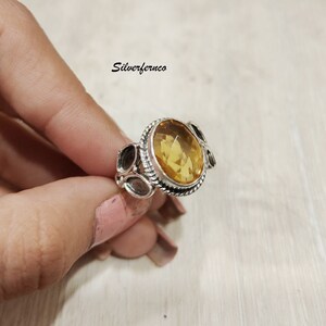 Leaf Design Citrine Ring: 925 Sterling Silver Gemstone Jewelry