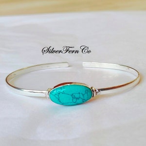 Turquoise Bangle, 925 Sterling Bangle, Handmade Bangle, Anniversary Bangle, Statement Jewelry, Birthday Gift Gift For Her,