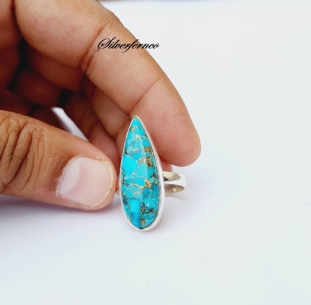 Handmade Sterling Silver Turquoise Ring: Women's Band Ring - Etsy
