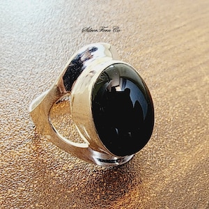 Natural Black Onyx Ring-Handmade Silver Ring-925 Sterling Silver Ring-Black Onyx Designer Ring-Gift for her-December Birthstone-Promise Ring