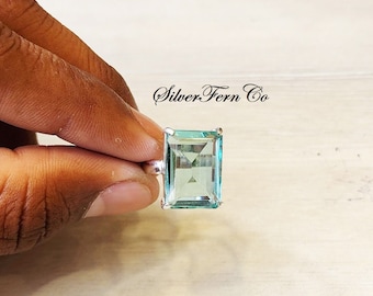 Aquamarine Quartz Ring ,Band Ring, 925 Sterling Silver, Gemstone Ring, Handmade Ring, Silver Jewelery, Natural Aquamarine, Gift for her