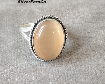 Handmade Calcite 925 Sterling Silver Ring