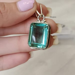 Stylish Aquamarine Pendant, 925 Sterling Silver Pendant, Minimalist Jewelry, Women Pendant, Statement Pendant, Silver Jewelry, Gift For Her