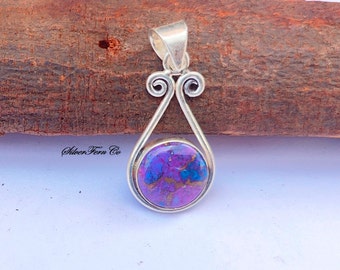 Purple Turquoise Pendant, 925 sterling Silver, Handmade Gift, Statement Pendant, Bridesmaid jewelry, Women Pendant, Silver Jewelry, Gift for