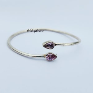 Natural Rose Quartz Bangle , 925 Sterling Silver Bangle , Gift for Women , Handmade Bangle , Gemstone Bangle , Rose Quartz Jewelry , Lovely