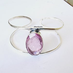 Faceted Rose Quartz Bangle, Gemstone Bangle, Bridesmaid Bangle, Gift for Her, Valentine Gift, Statement Bangle, Silver Jewelry, Jewelry,Gift