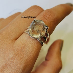 Natural Herkimer Diamond Ring, Raw Herkimer Ring, Diamond Crystal Ring, Raw Diamond Ring, One Of Kind Ring, Healing Ring, Engagement Gifts.