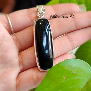 Finished Black Onyx Pendant, 92.5% sterling silver Pendant, Handmade Gift, Minimalist jewelry, Women Pendant, Silver Jewelry, Gift for Her,