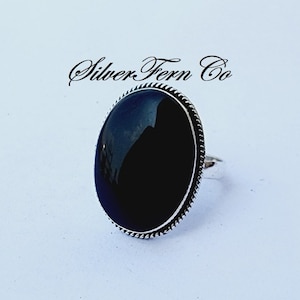 Natural Black Onyx Coffin Ring, Onyx Coffin, Silver ring, 925 Sterling Silver, Popular Ring, Statement Jewelry, Handmade Ring, Gift for her.